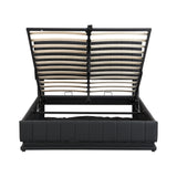 Upholstered Bed With Hydraulic Storage System And LED Light, With Sockets And USB Ports