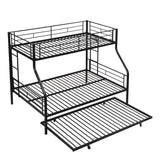 Twin Over Full Modern Metal Bunk Bed With Trundle - Black