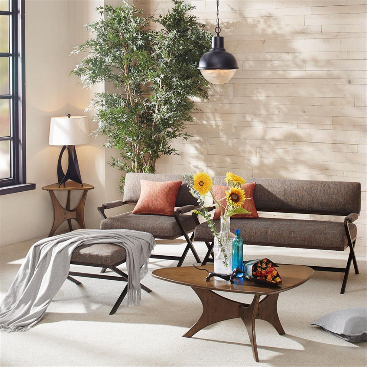 Triangle Wood Coffee Table Mid-Century Modern Design