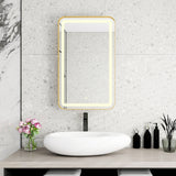 Rectangle Medicine Cabinet Mirror Bathroom Mirror With Storage Wall Mounted Medicine Mirror Cabinet With LED - Gold