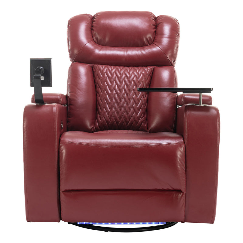 270 Degree Swivel Power Recliner With Tray Table, Phone Holder, Cup Holder, USB Port