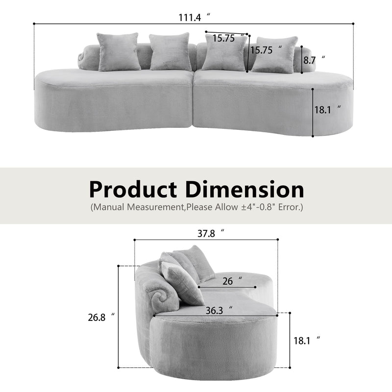 Modern Curved Sofa With Pillows