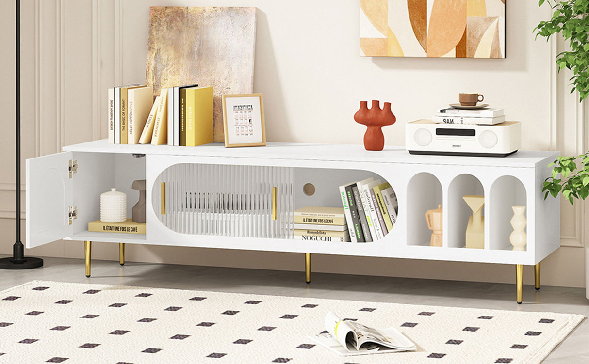 Modern TV Stand With 3 Shelves And 2 Cabinets