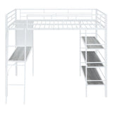Bed With 3 Layers Of Shelves And Desk, Stylish Frame Bed