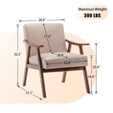 Mid Century Modern Accent Chair With Solid Wood Frame And Extra Thick Backrest