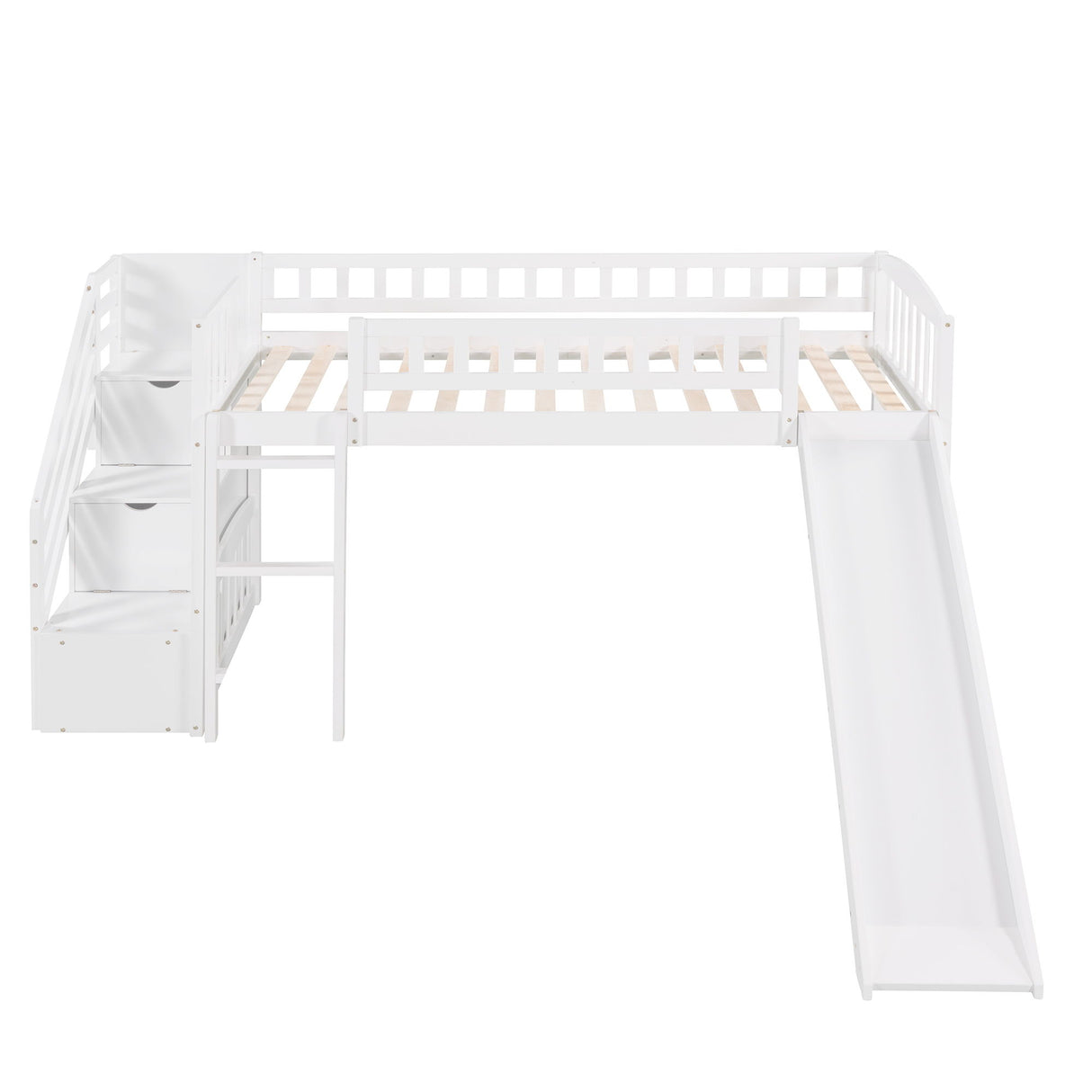 Loft Stairway Bed With 2 Drawers And Slide