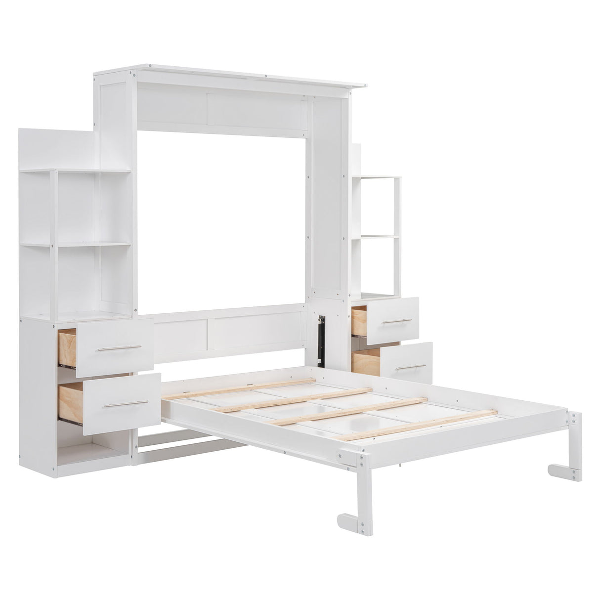Murphy Wall Bed With Shelves, Drawers And LED Lights