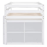 Loft Bed With Retractable Writing Desk And 4 Drawers, With Lateral Portable Desk And Shelves