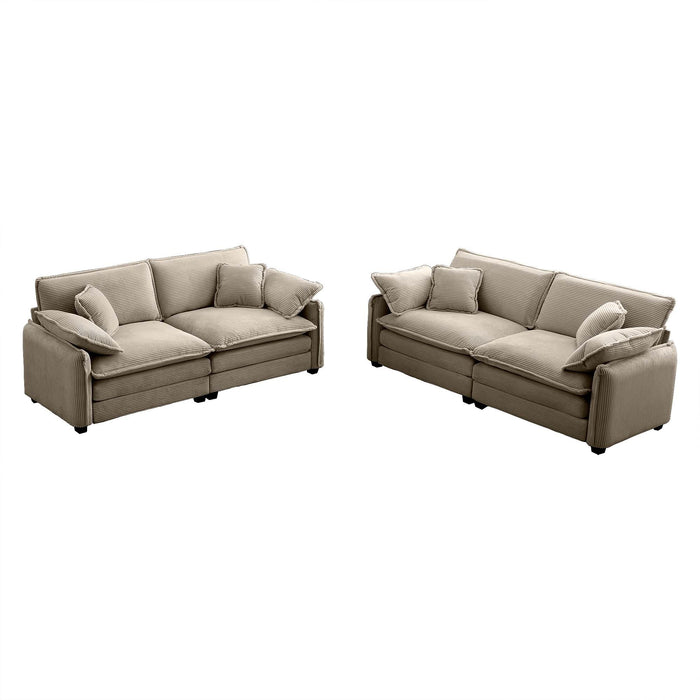 Modern Living Room Sofa Two-Piece Set, Suitable for Living room and Bedroom Sofa Set, Consists of two pieces of 2 Seater Sofa,Tan Corduroy