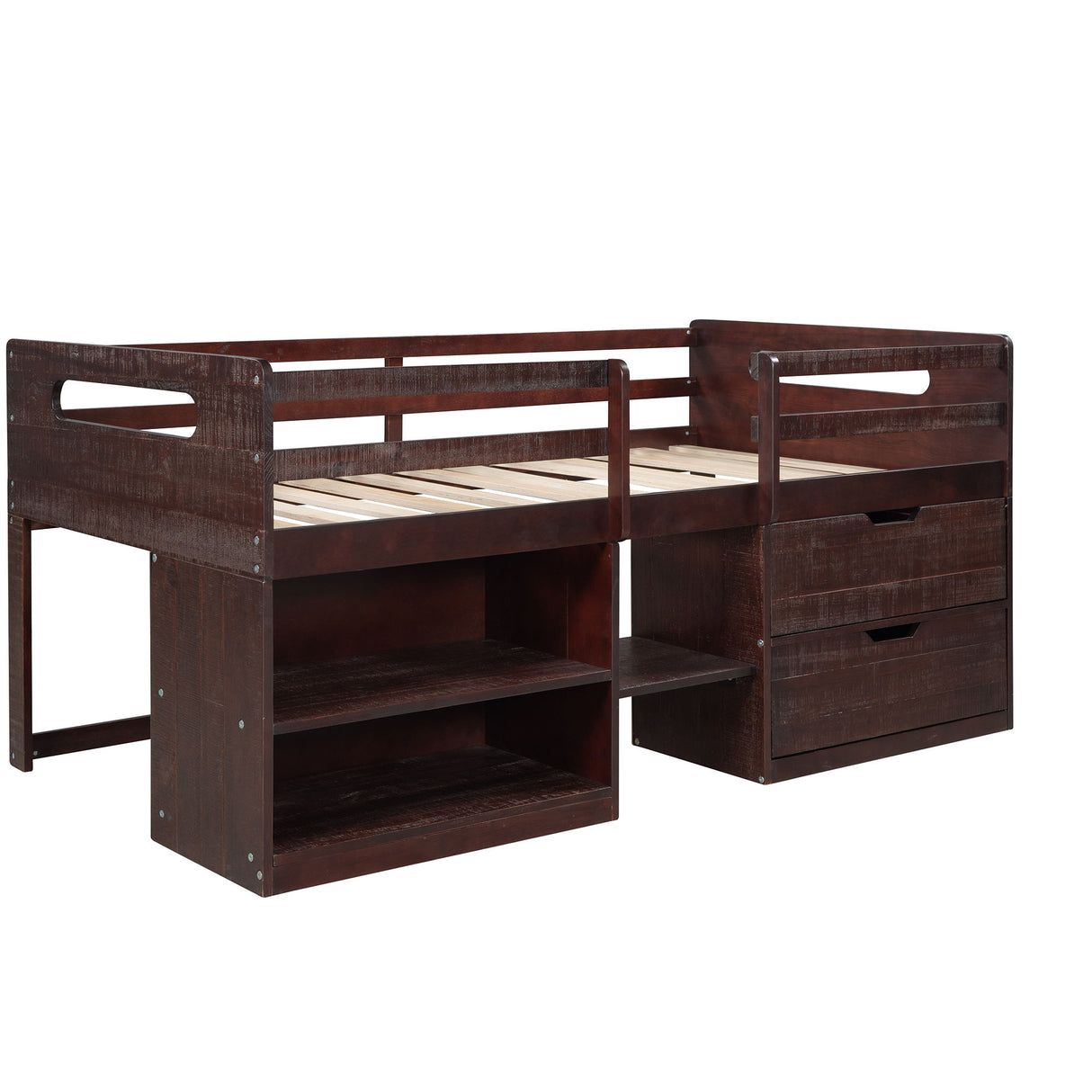 Loft Bed With Two Shelves And Two Drawers