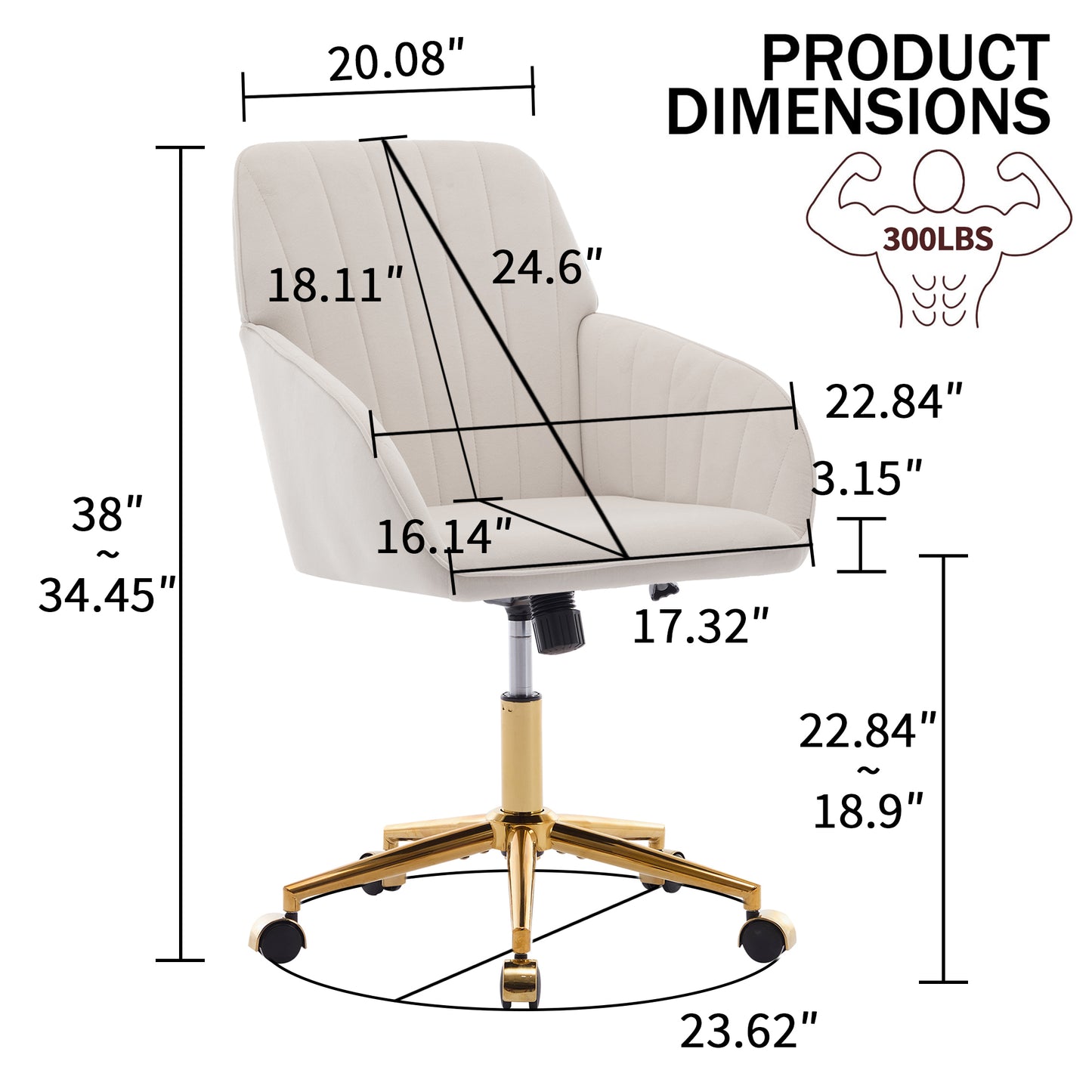 TY Adjustable Office Chair, Home Bedroom, Ergonomic Swivel Chair, Backrest Seat, Comfortable for Long Sitting