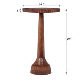 Modern Mango Wood Round End Table With Pedestal Base - Honey