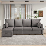 Modern Modular Sofa, 6 Seat Chenile Sectional Couch Set With 2 Pilows Included, Freely Combinable