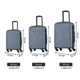 3 Piece Luggage Sets Lightweight Suitcase With Two Hooks, Spinner Wheels, Tsa Lock, Durable Hard Shell