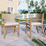 Outdoor Acacia Wood Patio Dining Armchair (Set of 2)