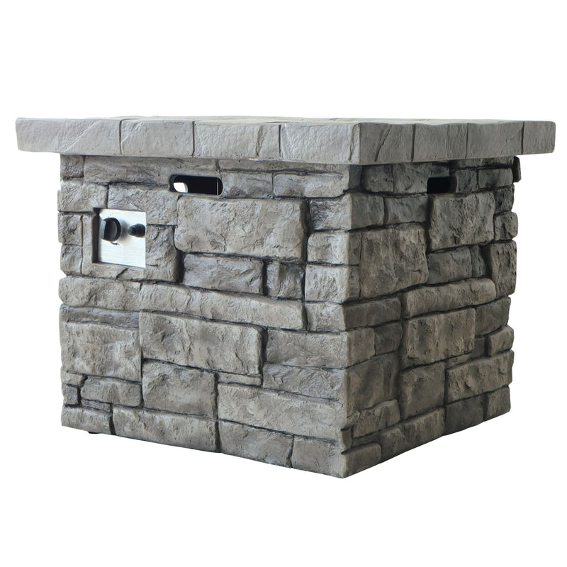 Outdoor Square Propane Fire Pit 40, 000 Btu - Gray
