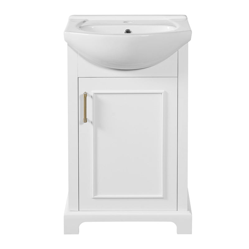 Bathroom Vanity With Bulged Sink, Cabinet, Soft-Close Door, Freestanding Single Unit