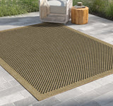 Earth - 5'3" X 7'3" Indoor, Outdoor Area Rug, Polypropylene - Jute / Black