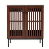 30" Vintage Bathroom Vanity With Ceramic Sink, Modern Bathroom Vanity Cabinet With 2 Soft Close Doors, Equpiied With 4 Sturdy Iron Legs - Antique Dark Brown