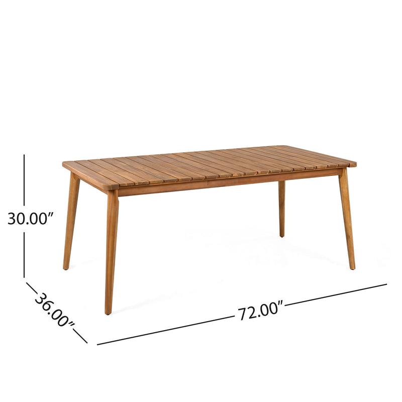 7 Piece Patio Dining Set, Slatted Table & 6 Chairs For Patio Garden - Mocha / Teak