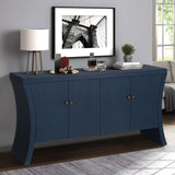 Refined Industrial 4 Door Credenza With Arc Legs & Bronze Clasps