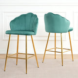 Elegant Shell Shape Velvet Bar Chair (Set of 2)