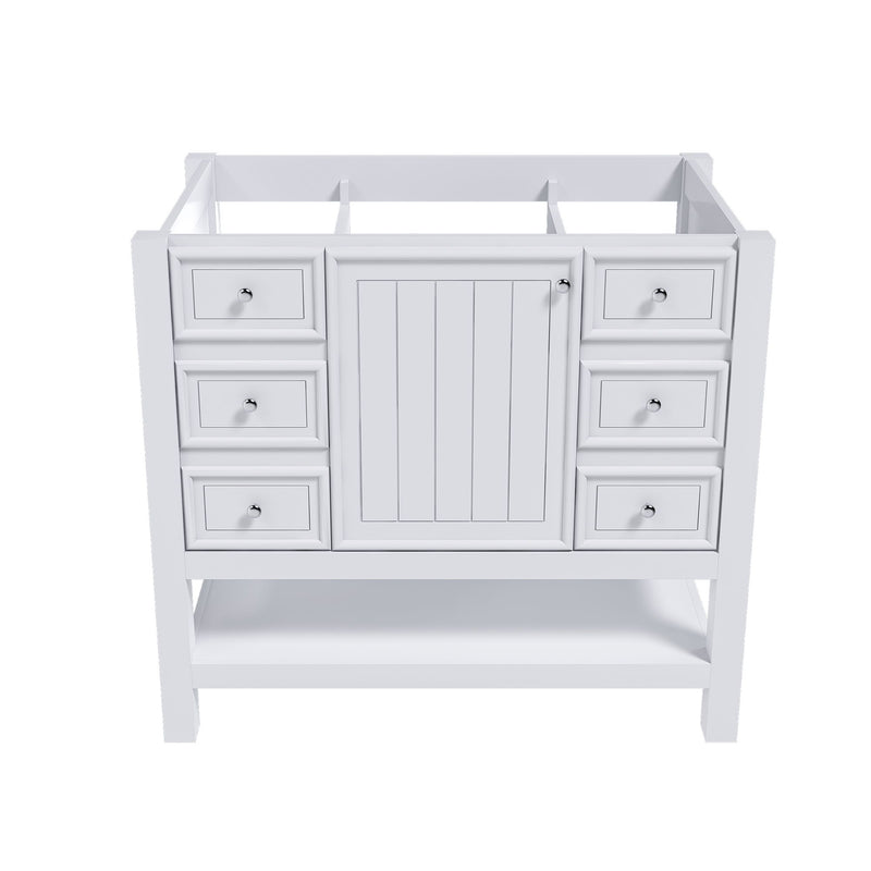 36" Bathroom Vanity With 1 Cabinet And 3 Drawers 1, Storage Solution - White