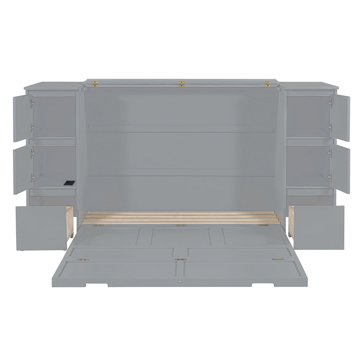 Murphy Bed With Drawers, Cabinets, And USB Ports