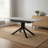 Rectangular Dining Table With Geometric Legs For Dining Room - Light Gray