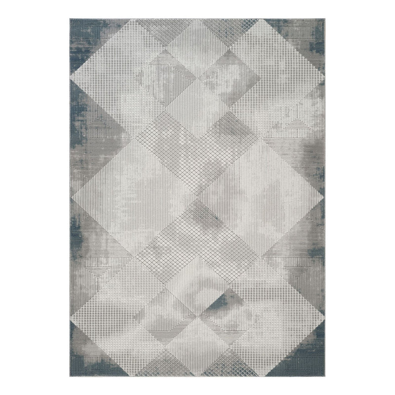 Geometrix - 5'3" X 7'3" Area Rug With Geometric, 3D Effect - Gray / Ivory
