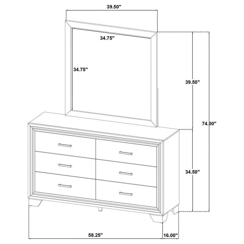 Funston - 6 Drawer Dresser With Mirror - Brown Oak