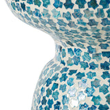 Capiz - Garden Stool Small Side Tabel, Accent Round End Table - Blue