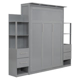 Murphy Wall Bed With Shelves, Drawers And LED Lights