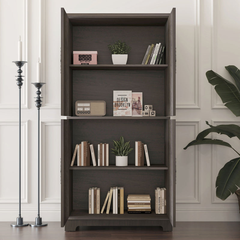 Modern Sideboard Buffet With 4 Mirrored Doors, Adjustable Shelves