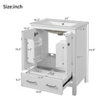 Bathroom Vanity With Integrated Undermount Ceramic Sink, 2 Doors And 1 Drawer, Soft Close Hinges