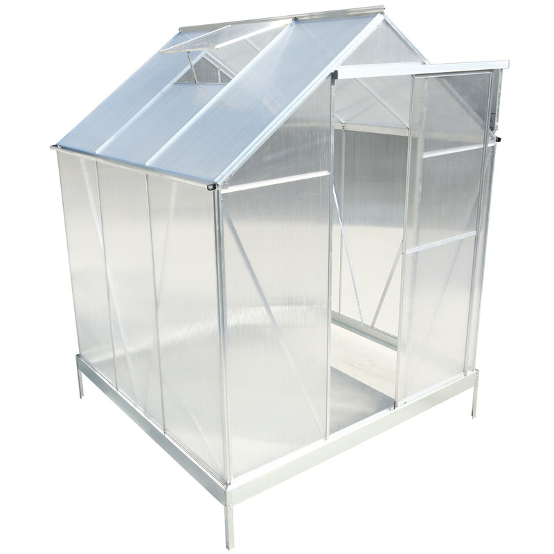 Polycarbonate house, Heavy Duty Outdoor Aluminum Walk-In House Kit With Rain Gutter, Vent And Door For Backyard Garden