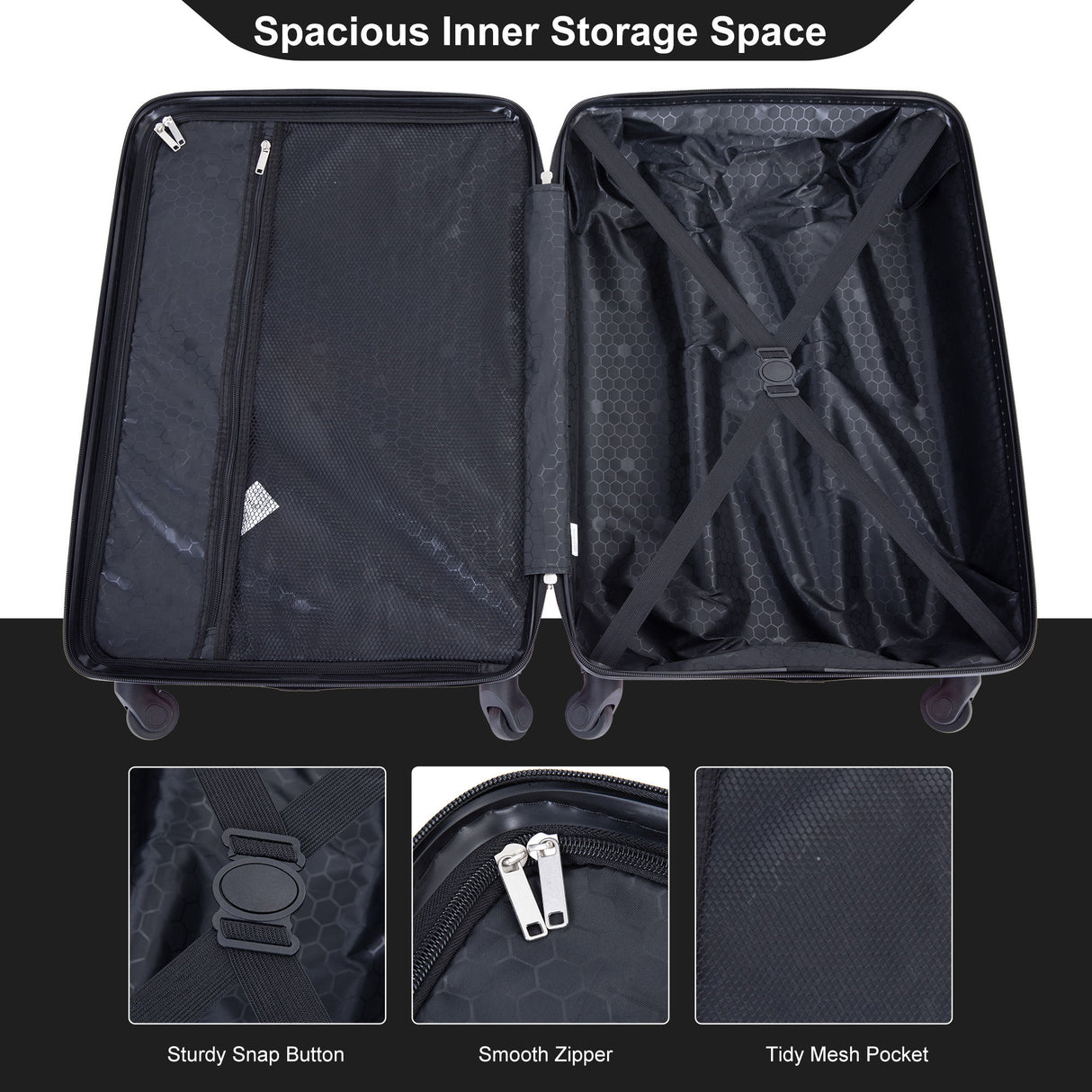 Luggage 4 Piece Lightweight Suitcase With Rotating Wheels With Tsa Lock,