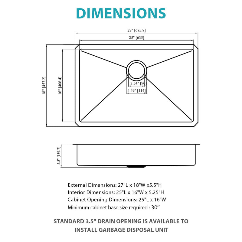 Undermount Sink, Low Depth Single Bowl