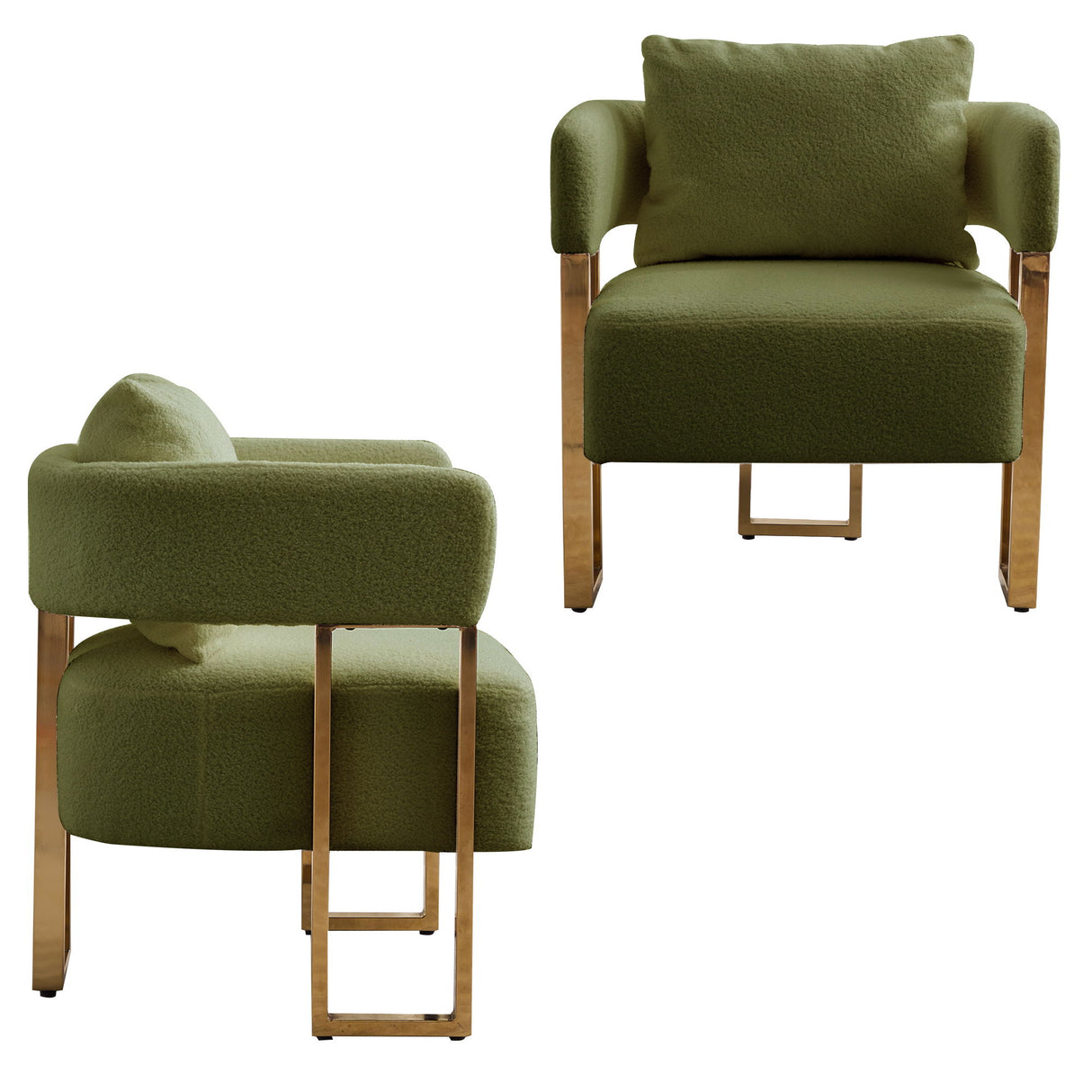 Modern Decorative Chair Teddy Fleece Upholstered And Metal Foot