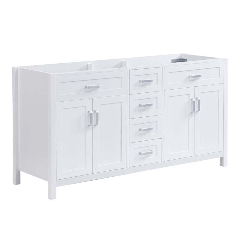 Bathroom Vanity Cabinet Only, Soft Close Doors & Drawers, 4 Drawers & 2 Double Door Cabinets - White