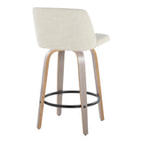 Toriano - Contemporary Fixed Height Counter Stool Swivel & Round Footrest (Set of 2)