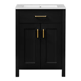 Modern Bathroom Vanity With Ceramic Sink, Soft-Close Doors, Flip Drawer, U-Shaped Shelves, Elegant Storage Solution