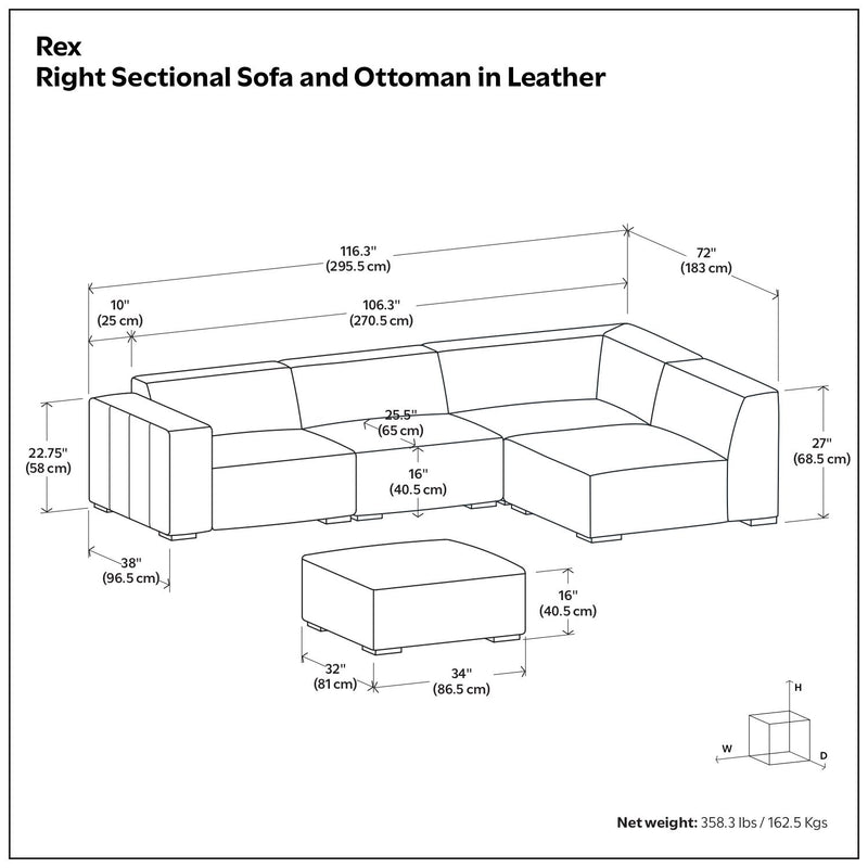 Rex - Handcrafted Sectional Sofa And Ottoman