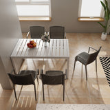 4 Piece Stackable Single Chairs With Vertical Stripe Design For All Weather