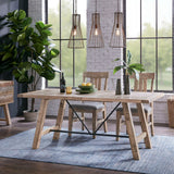 Rustic Dining Table With Metal Support - Natural