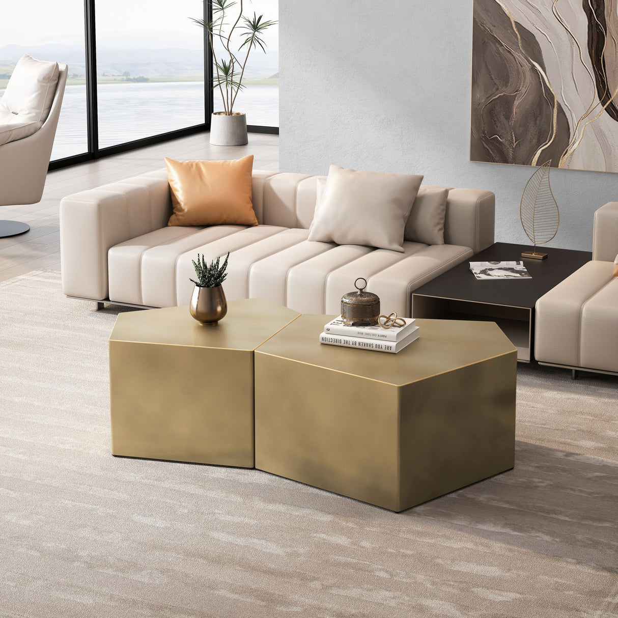 Irregular Pentagon Nesting Coffee Table Set