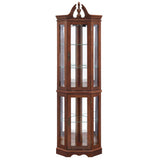 Corner Curio Cabinet With Lights, Adjustable Tempered Glass Shelves, Display Cabinet (E26 Light Bulb Not Included) - Mirrored / Walnut