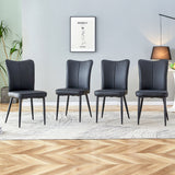 Modern Chair Set 4 Pieces With Vertical Backrest Design For Kitchen And Living Rooms - Black