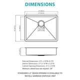 Ada-Compliant 23" Undermount Sink, Low Depth Single Bowl - Brushed Nickel