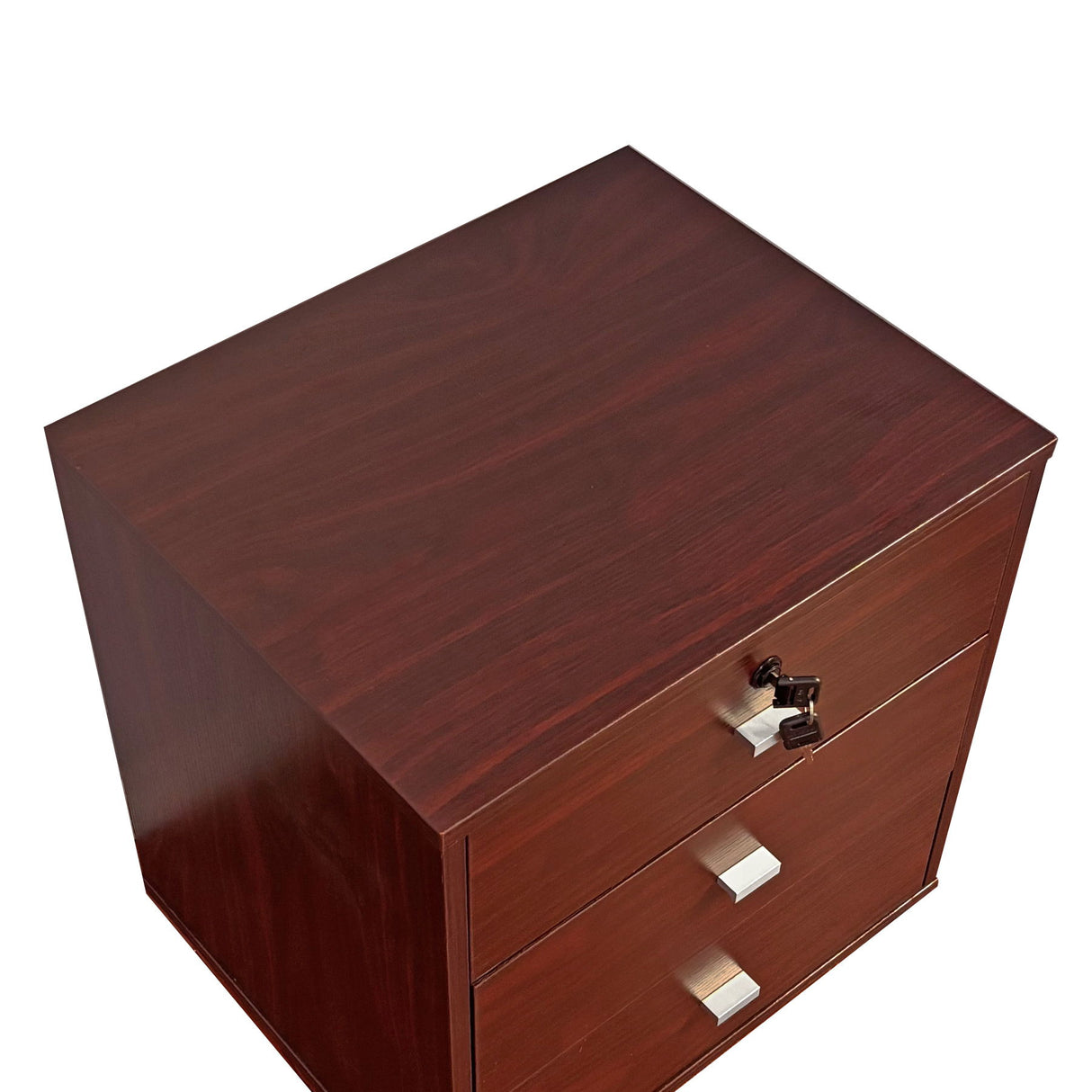 3 Drawer Nightstand Locking Top Drawer Metal Drawer Glides Metal Bar Handles